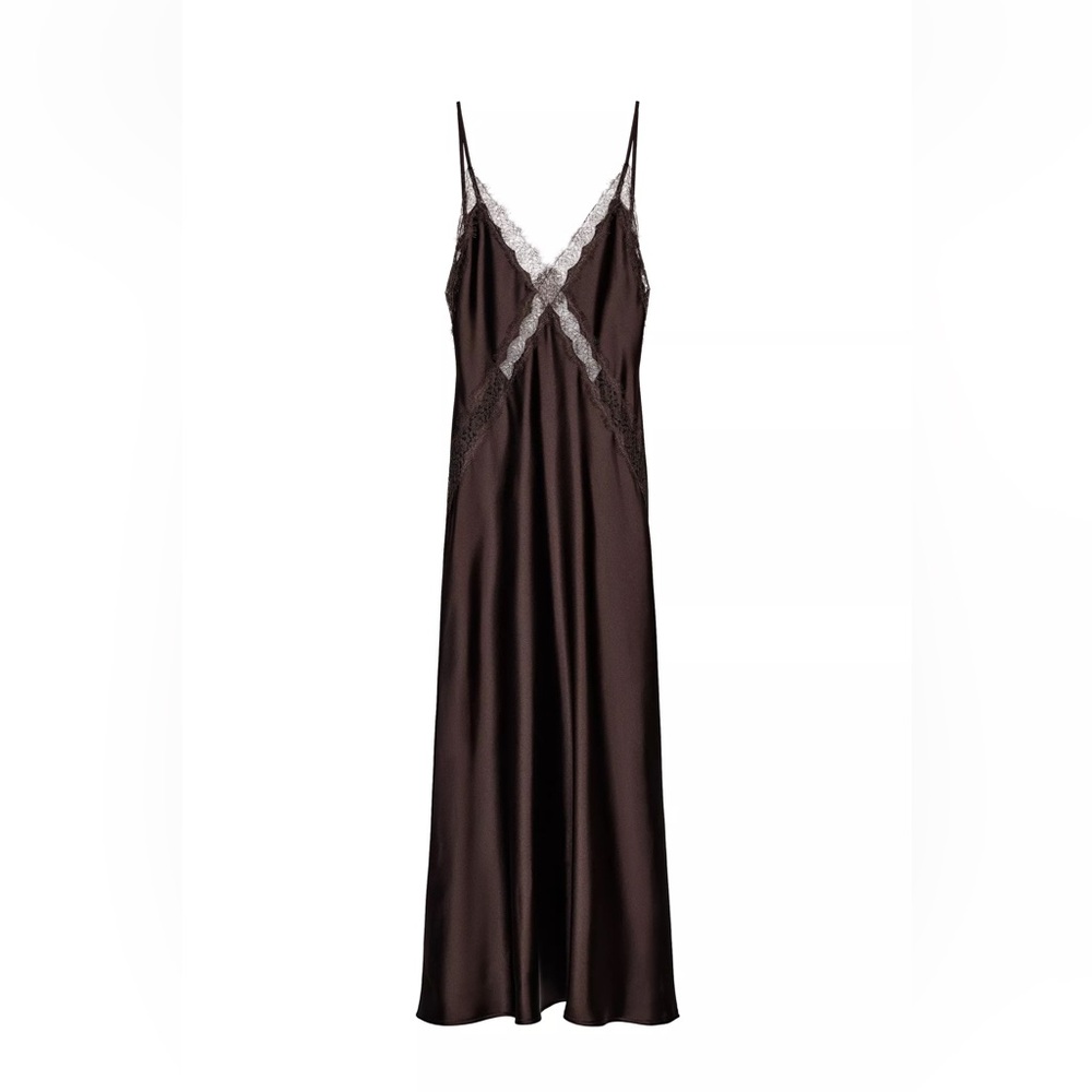 Zara NWT Satin Lace Midi Dress